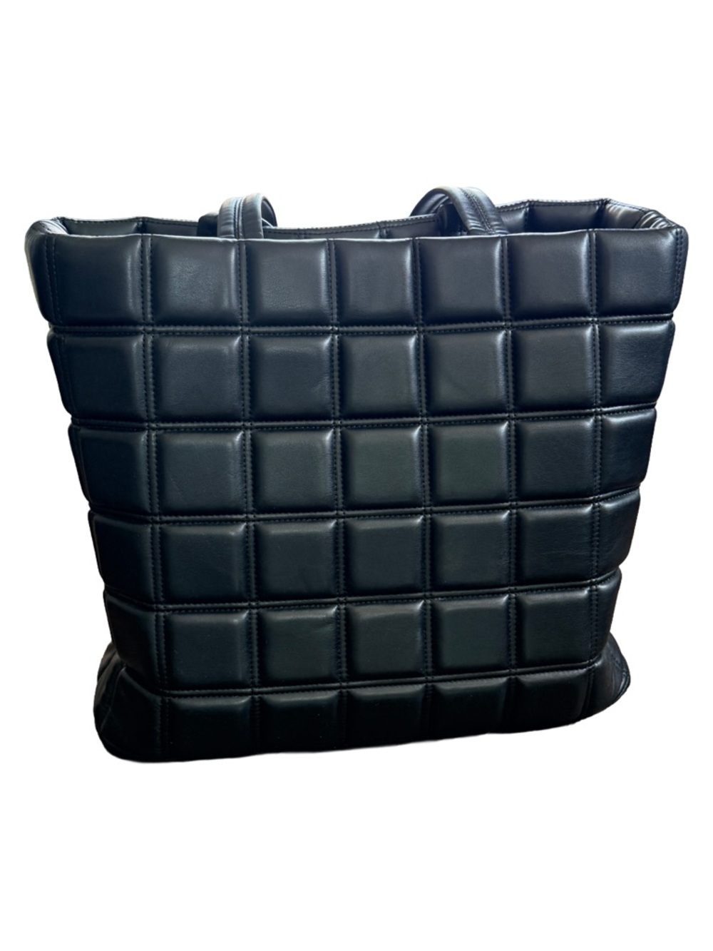 Topshop Riley Quilted Black Tote Bag – Puffer Bottega Style Large Work Bag - Picture 5 of 9